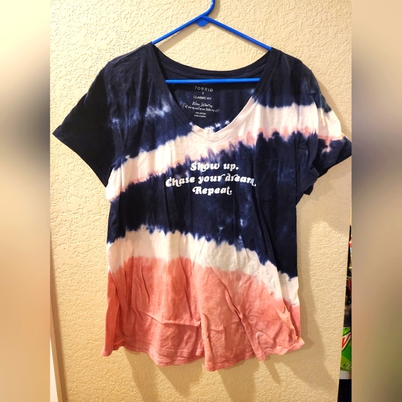 torrid Tops - Torrid inspirational Tie Dyed Classic Fit V neck Tshirt 2X